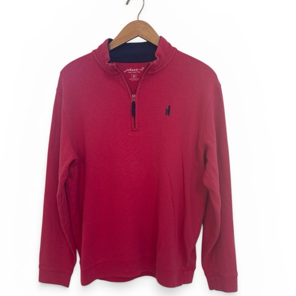 Johnnie-O Men's Red Quarter-Zip Pullover Sweater